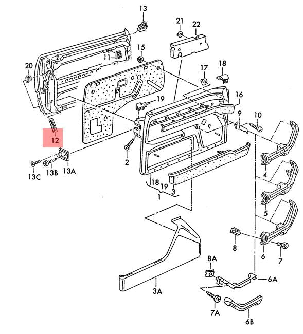 Audi 80/90/B3/B4 VW T4 Klemmstück Türverkleidung 893867299