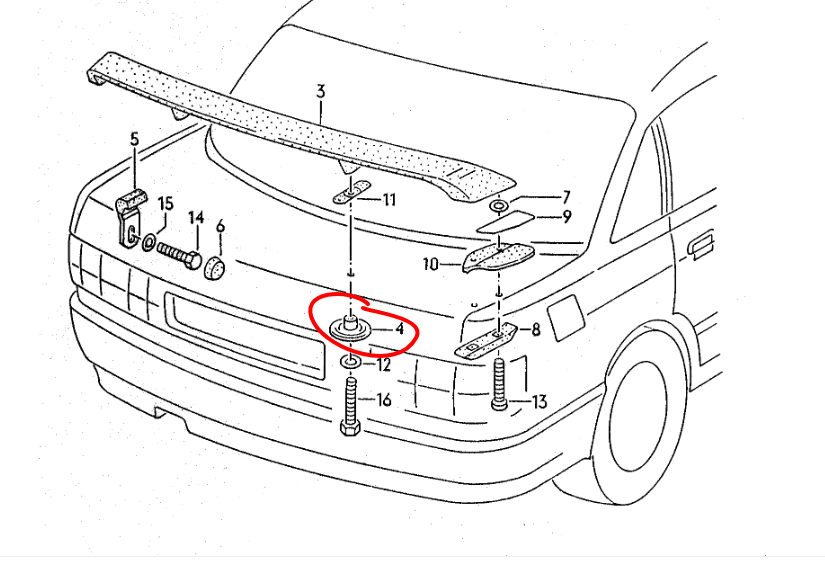 Audi 80 90 B3 B4 Alu Spoiler Unterlagen Befestigung Mitte 893827203