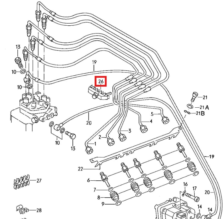 Halter Einspritzleitungen Audi 80 90 2.3e NG NF PS 5 Zylinder b3 b4 034133689H
